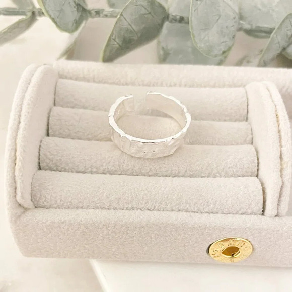 925 Sterling Silver Set of 2 Foil Rings Textured Ring Band Minimalist Ring - Picture 13 of 15